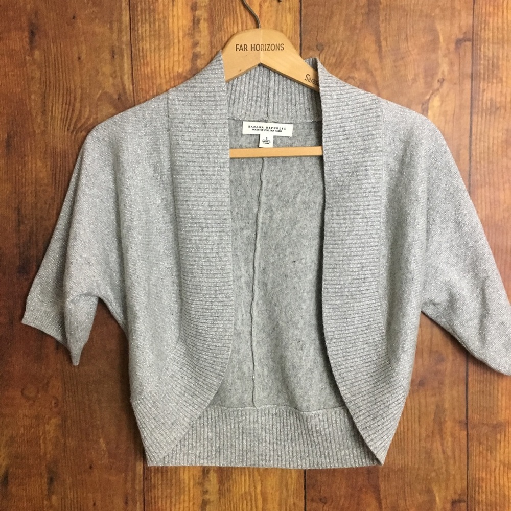 Banana Republic Silver Sparkle Shrug Italian Yarn